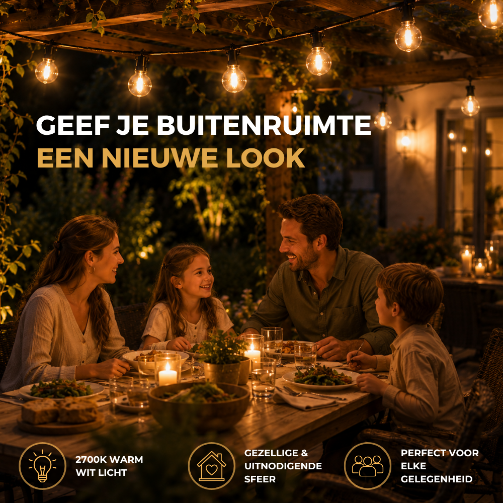 Homezie® Lichtsnoer | Dimbaar & Koppelbaar | IP44 Spatwaterdicht | Prikkabel Warm Wit | Verlichting | Meerdere lengtes verkrijgbaar