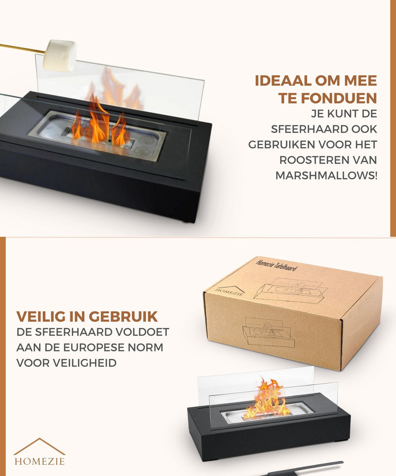 Homezie® Tafelhaard | WINTER SALE | Voor binnen & buiten | Sfeerhaard | Bio ethanol haard