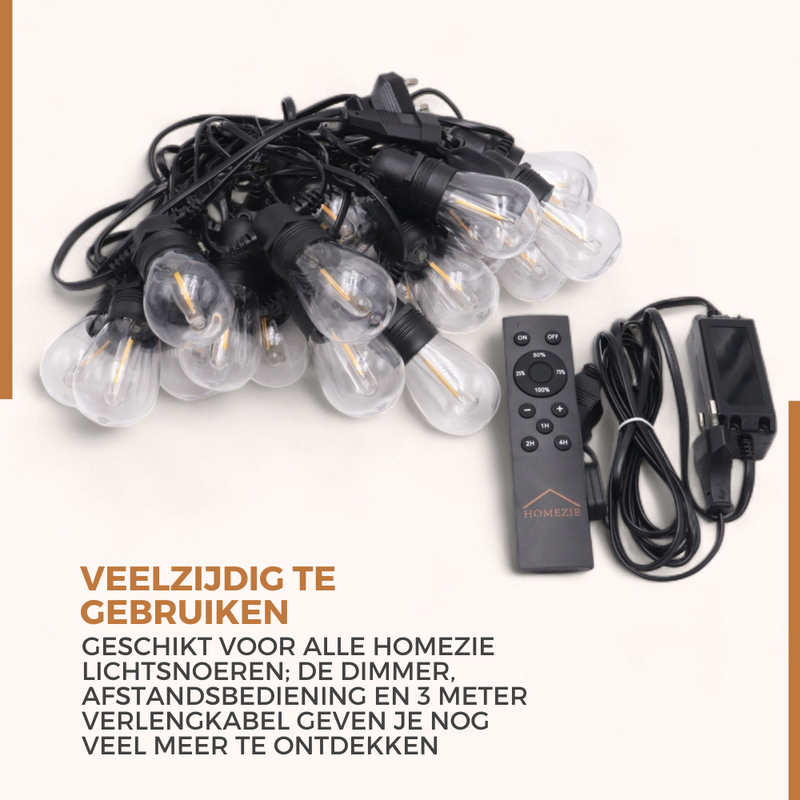 3 meter Verlengkabel met dimmer en afstandsbediening | IP65 Waterdicht | Aanpasbare Helderheid | Met Timerfunctie