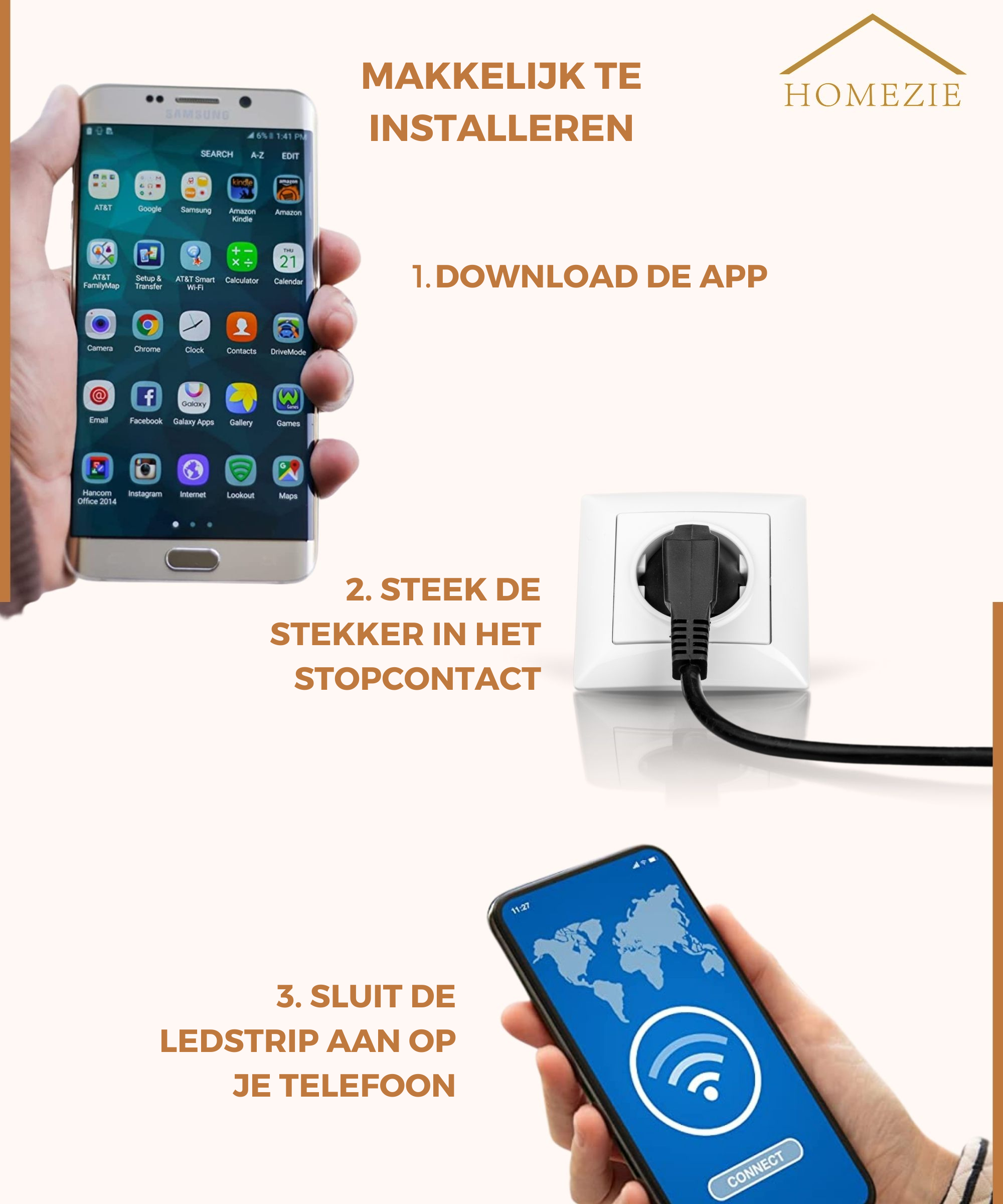 Homezie® Led strip | 40 meter | Met app en afstandsbediening | Led verlichting