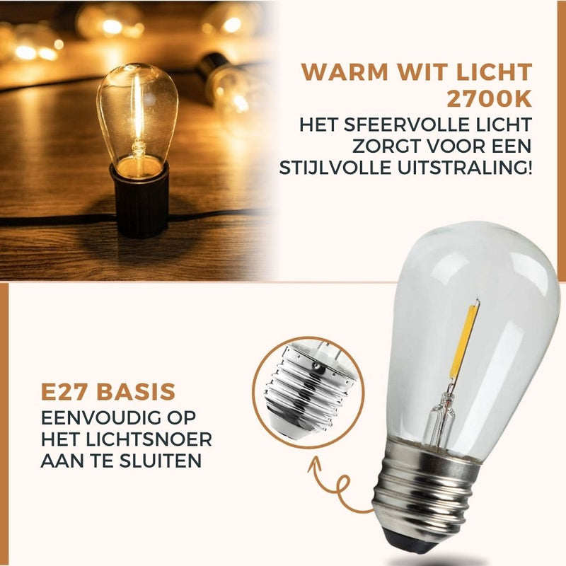 Homezie S14 Reservelampen | Weerbestendig | Onbreekbaar | Energie-efficiënt | 2700K