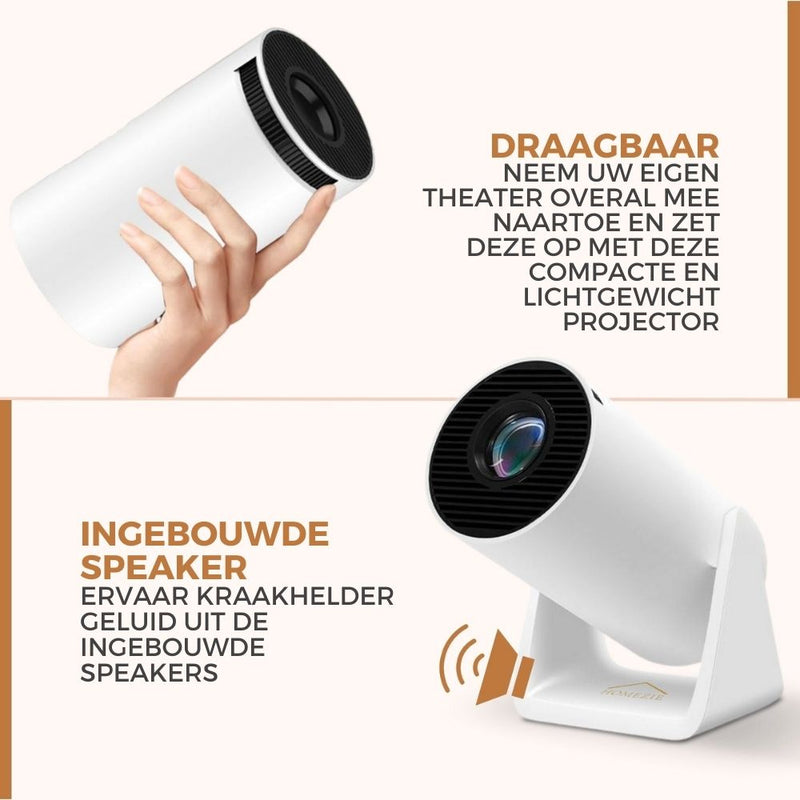 Homezie® Beamer | WiFi, HDMI, Bluetooth | 4K support | Android 11 ingebouwd | Projector