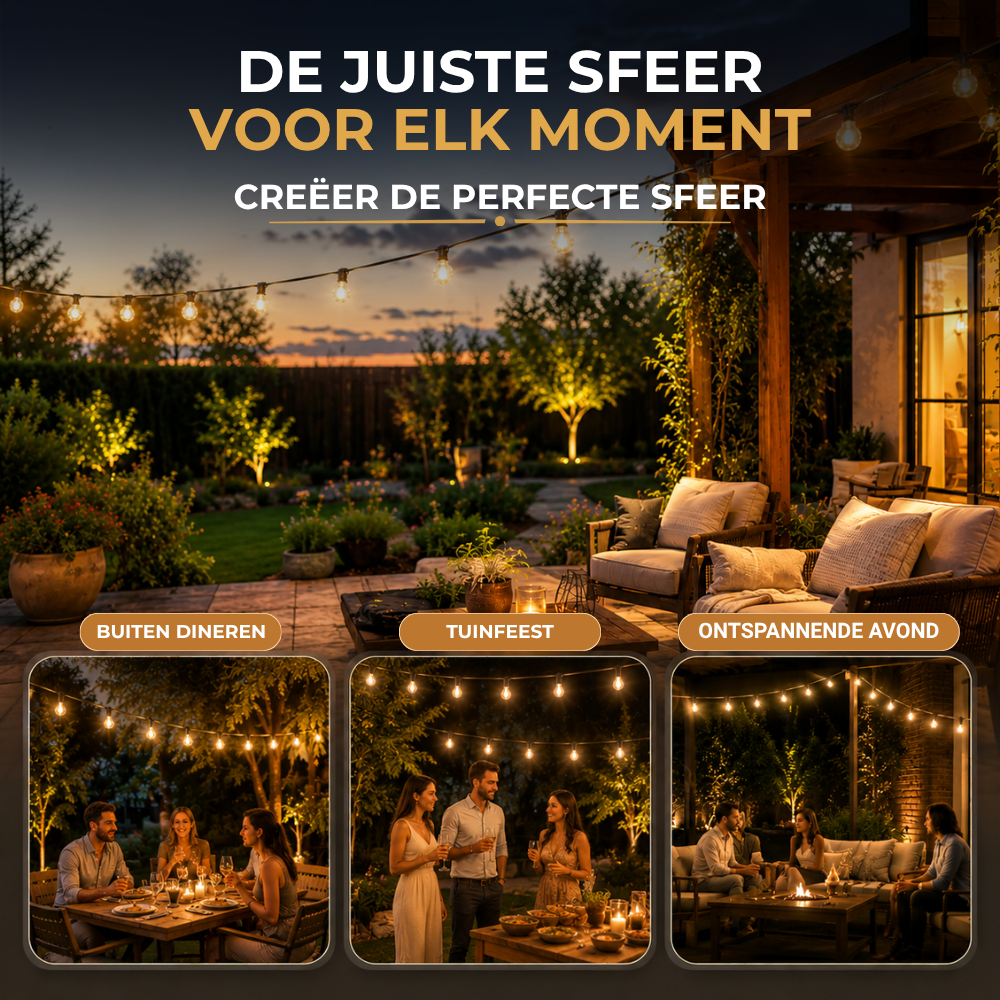 Homezie® Lichtsnoer | Dimbaar & Koppelbaar | IP44 Spatwaterdicht | Prikkabel Warm Wit | Verlichting | Meerdere lengtes verkrijgbaar