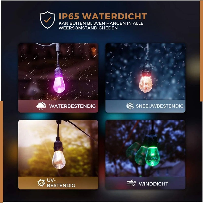 Homezie Smart Lichtsnoer | 10 meter | Te bedienen via app | IP65 Waterdicht | RGBW | Smart Verlichting | Kan synchroniseren met muziek