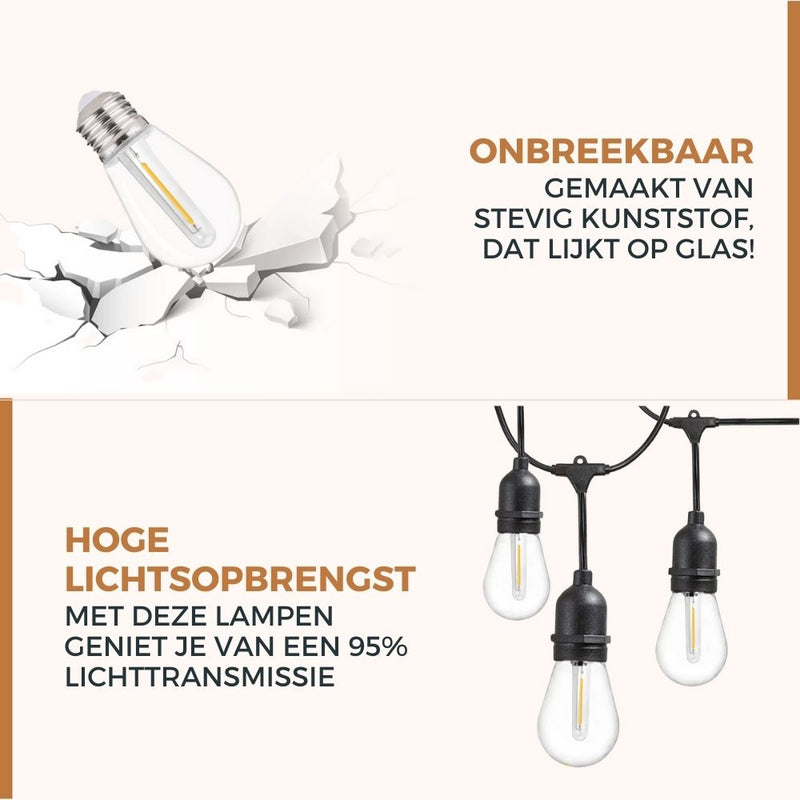 Homezie 4 losse Reservelampen | 2-pin lampen | Weerbestendig | Onbreekbaar | Energie-efficiënt | 2700K