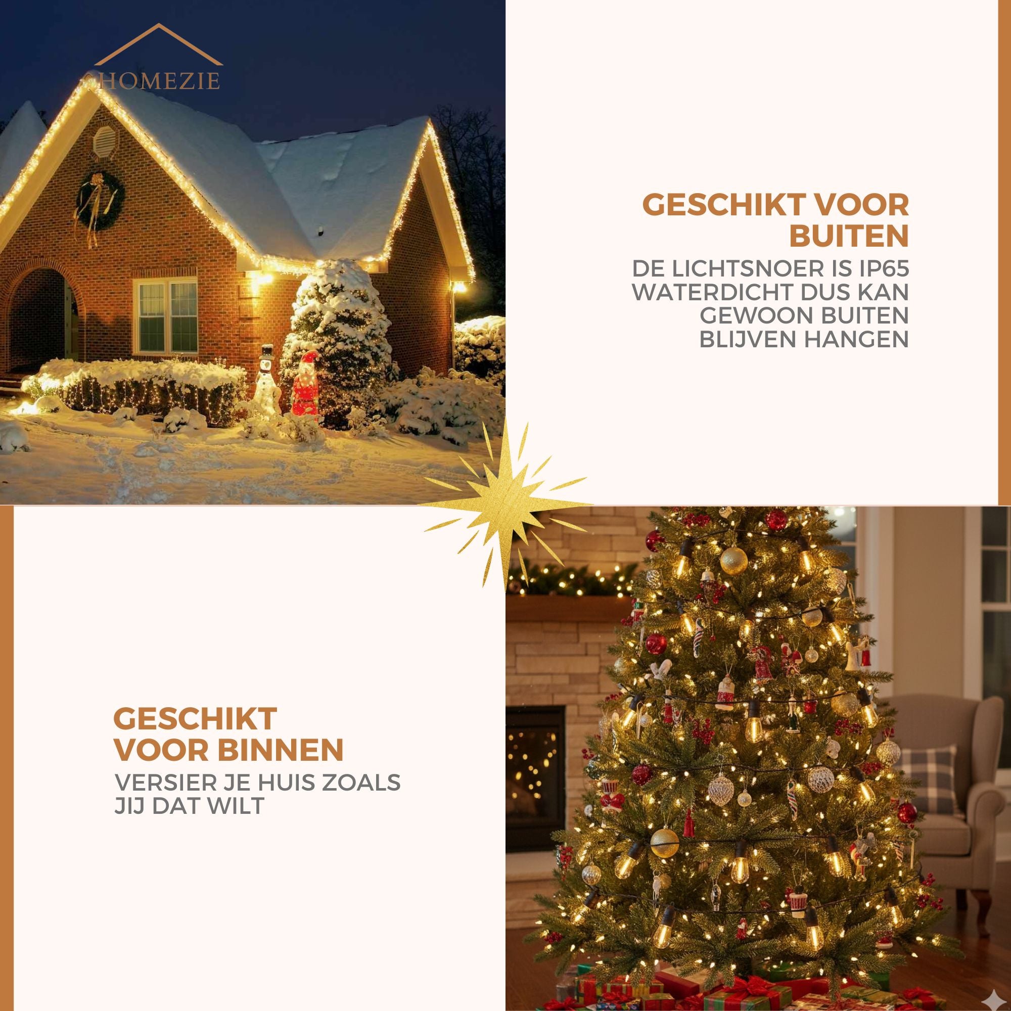 Homezie® Lichtsnoer | IP65 Waterdicht | Kunststof S14 LED lampen | Warm wit | Koppelbaar & Dimbaar | Meerdere lengtes verkrijgbaar