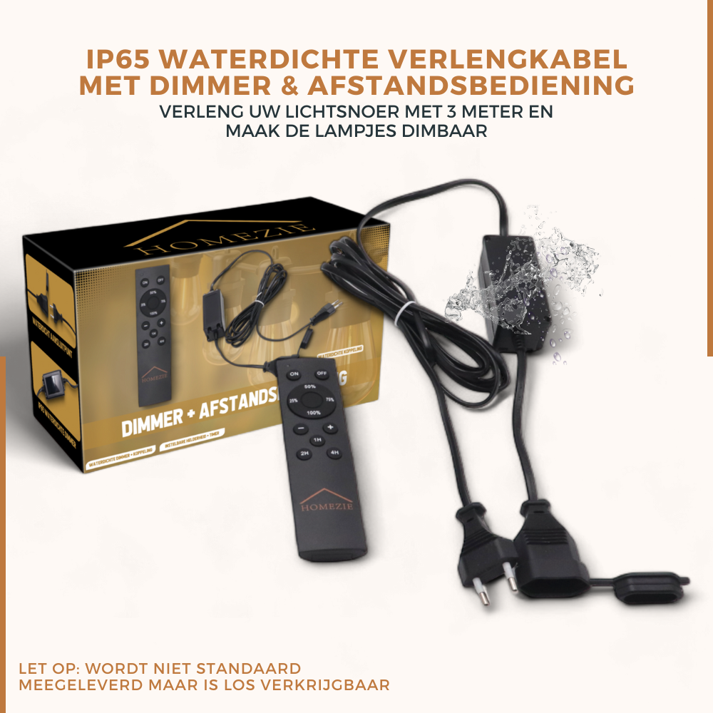 Homezie® Lichtsnoer | IP65 Waterdicht | Kunststof S14 LED lampen | Warm wit | Koppelbaar & Dimbaar | Meerdere lengtes verkrijgbaar
