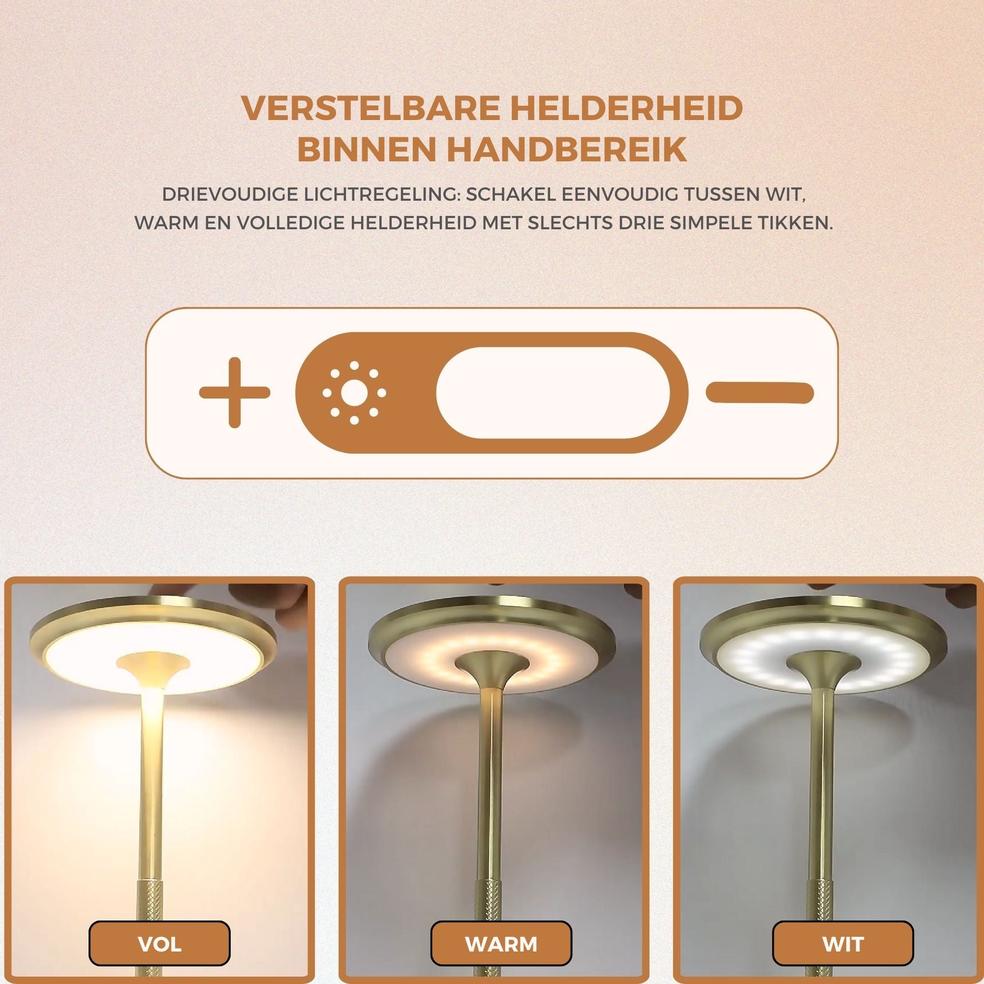 Homezie ElegantGlow | Tafellamp | Touch control | Verstelbare Helderheid | Oplaadbaar via USB-C