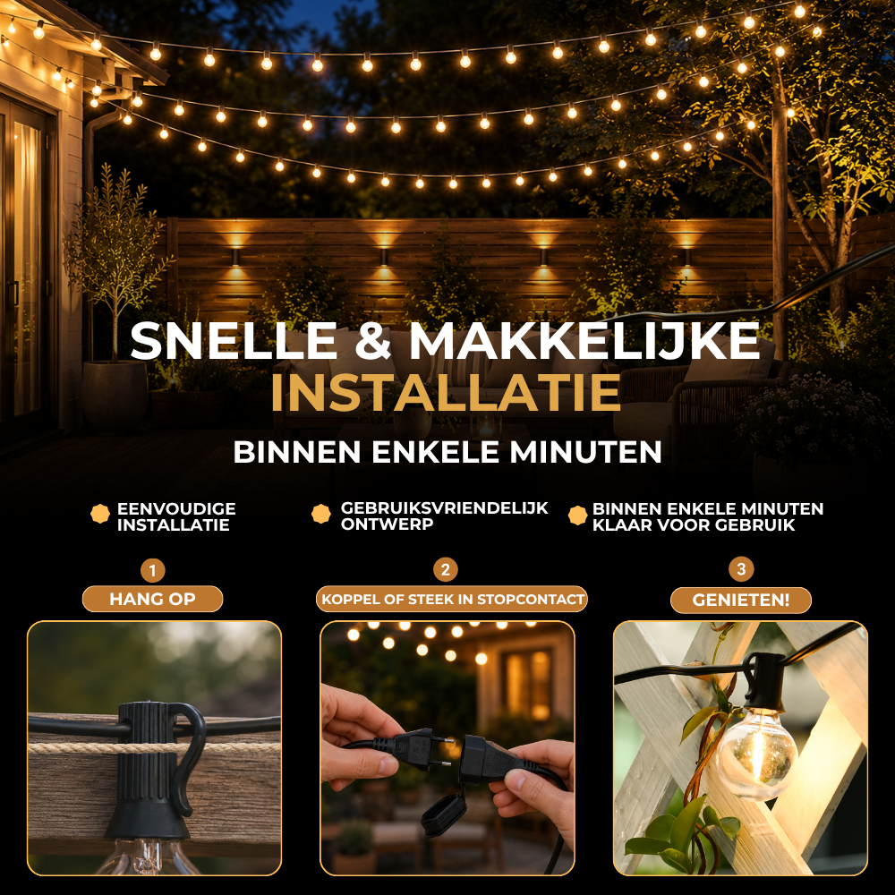 Homezie® Lichtsnoer | Dimbaar & Koppelbaar | IP44 Spatwaterdicht | Prikkabel Warm Wit | Verlichting | Meerdere lengtes verkrijgbaar
