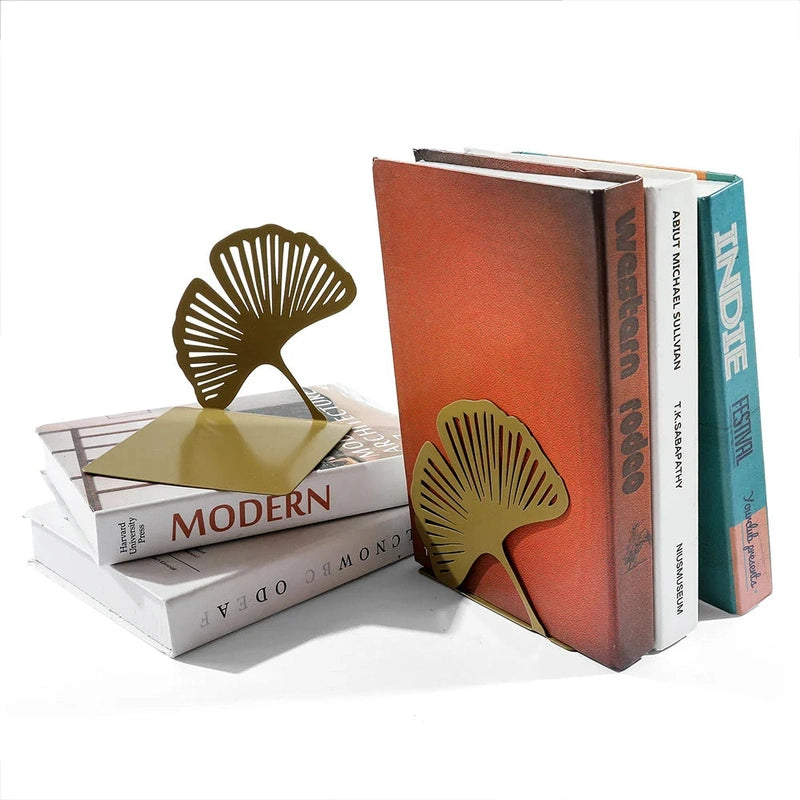 Homezie-Homezie Boekensteunen | Exquise Gouden Ginkgo Ontwerp | Perfect voor Boekenliefhebbers en Decoratie