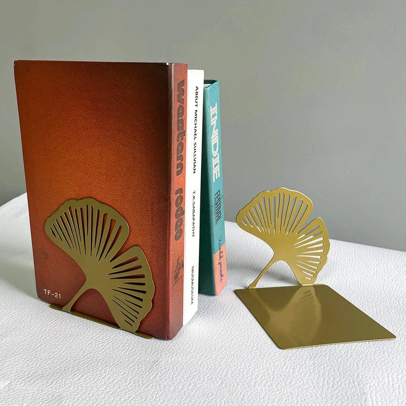 Homezie-Homezie Boekensteunen | Exquise Gouden Ginkgo Ontwerp | Perfect voor Boekenliefhebbers en Decoratie