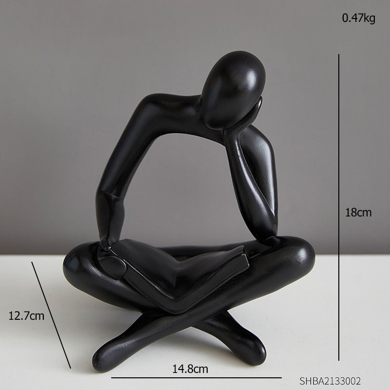 Homezie-Homezie Handgemaakte Sculptuur | Abstracte Hars Denkende Figurant | Interieurdecoratie voor Thuis of Kantoor