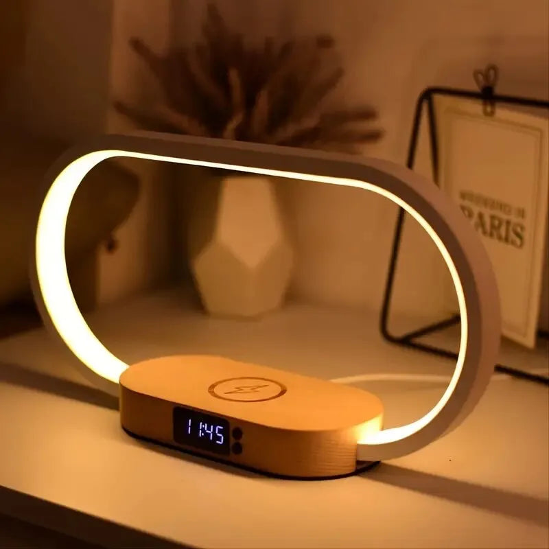 Homezie-gadgets-Homezie Draadloos Laadstation | Ingebouwde Dimbare Lamp & Digitale Klok | Ideaal voor Nachttafels