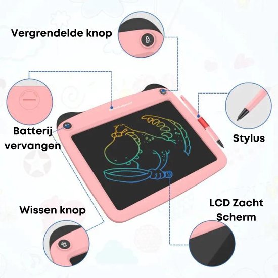 KidWorld Tekentablet | Voor jong & oud | 9 Inch LCD-scherm | 50.000 keer